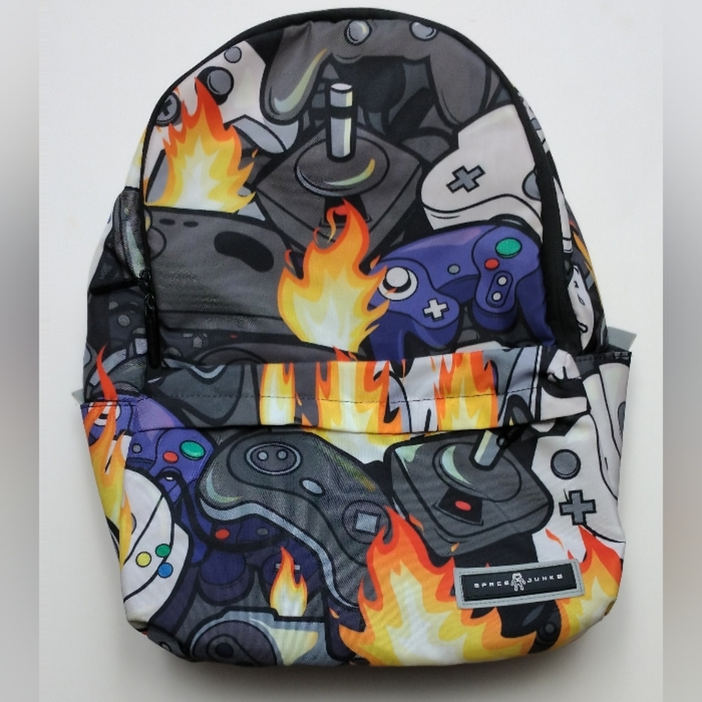 Space Junk - Sprayground Gaming Backpack with Flames and Controllers - Backpack